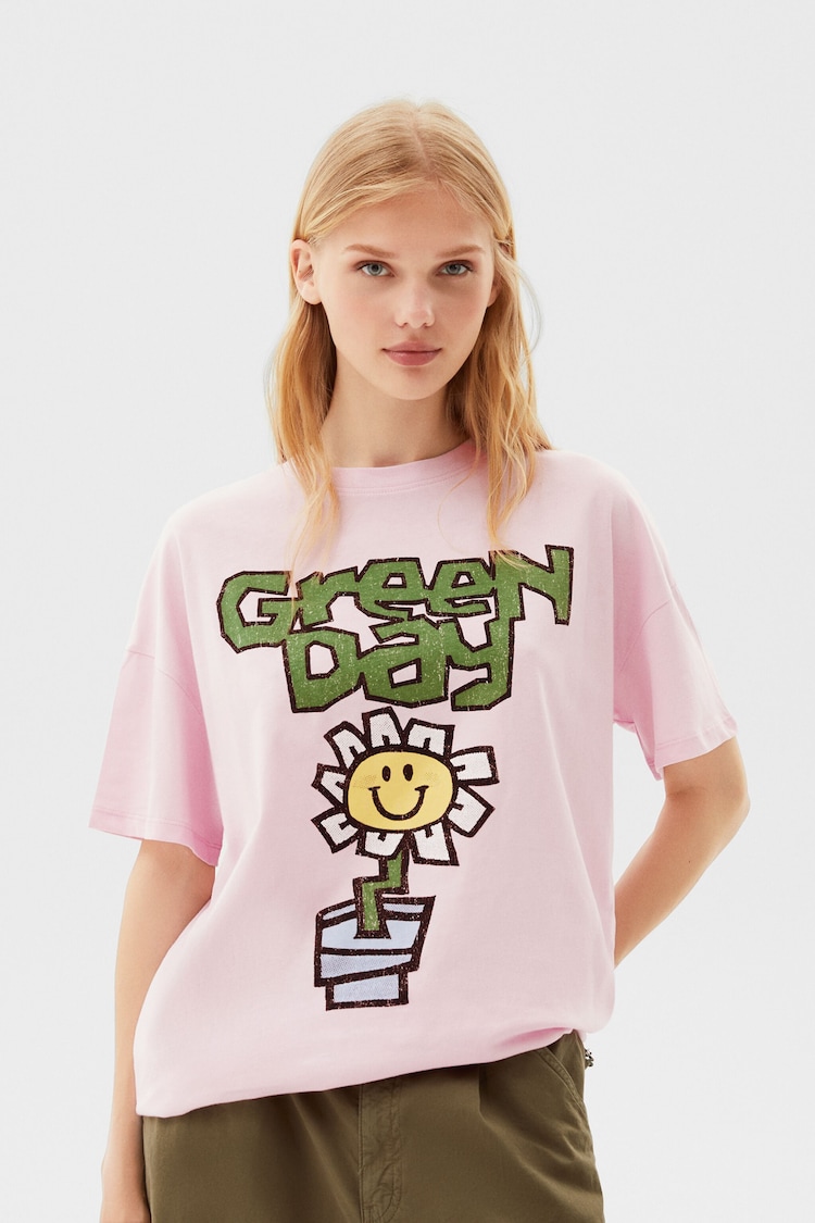 Green Day desenli kısa kollu t-shirt