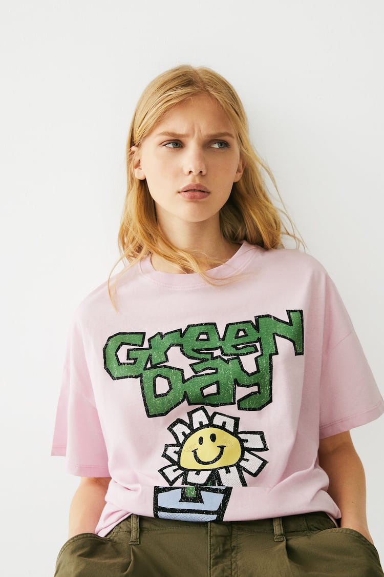 T-shirt manga curta padrão Green Day