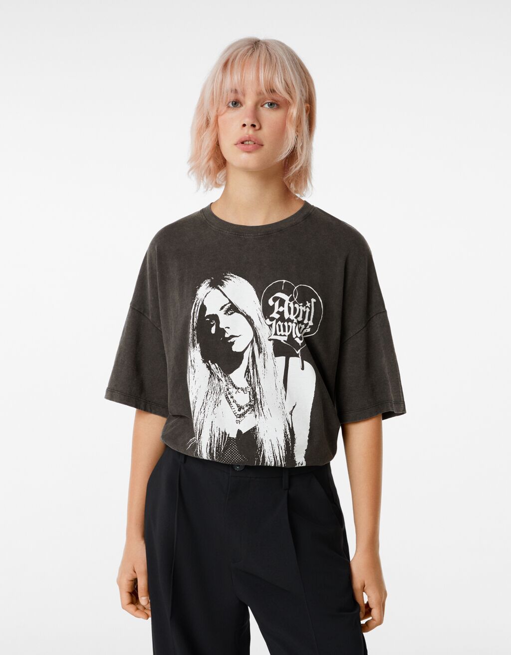 Kortærmet T-shirt med Avril Lavigne-print