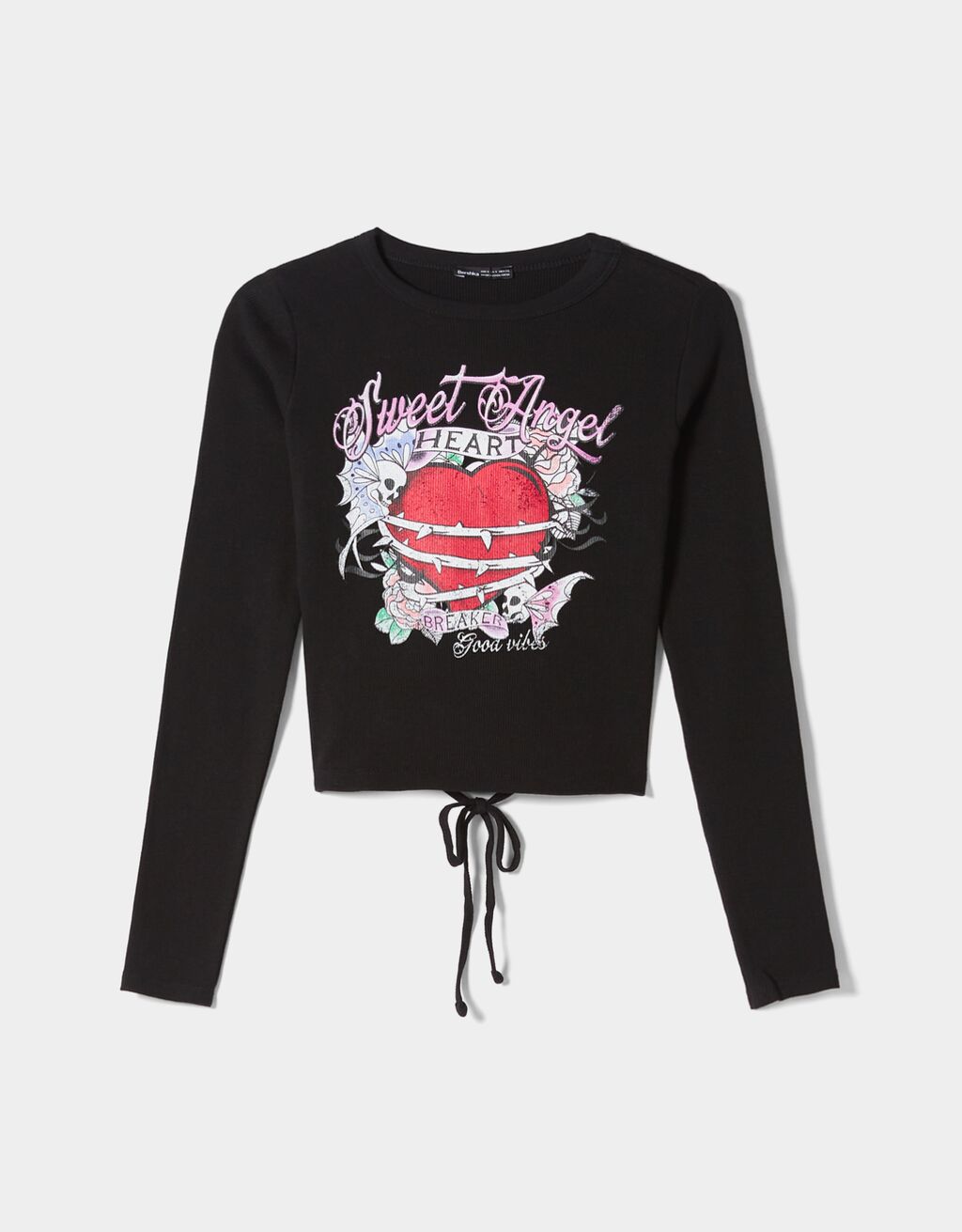 Long sleeve cropped T-shirt with print