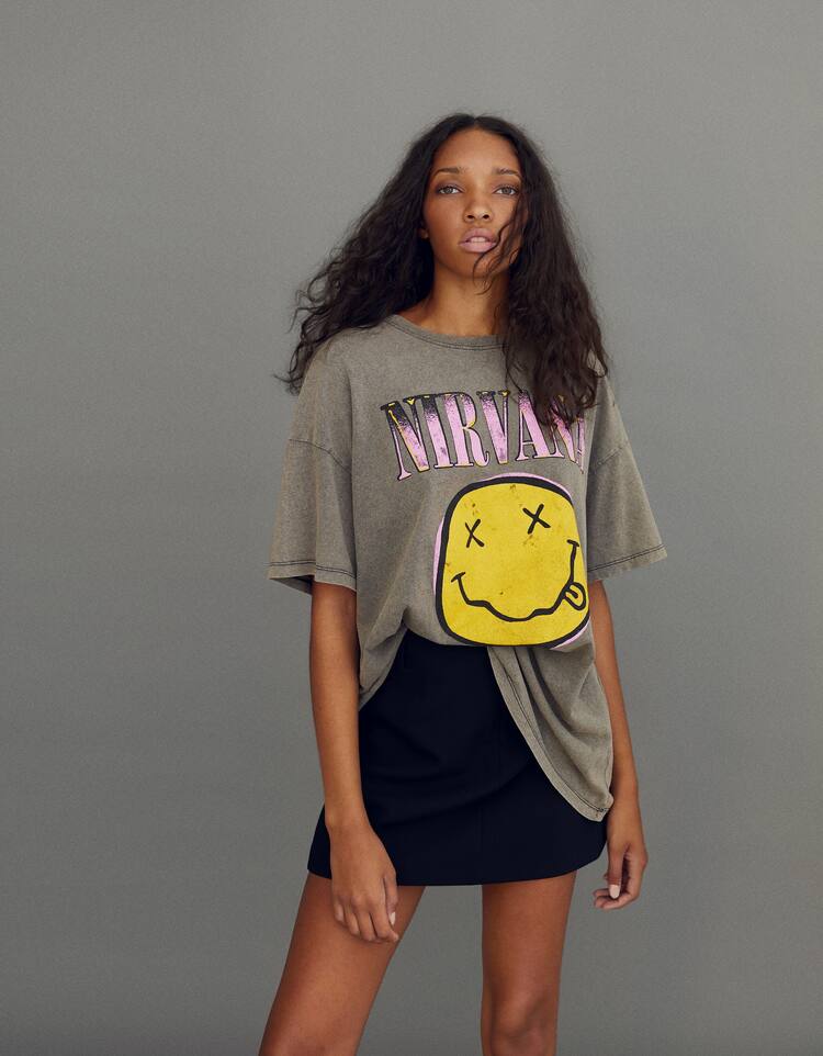 T-Shirt mit Print Nirvana