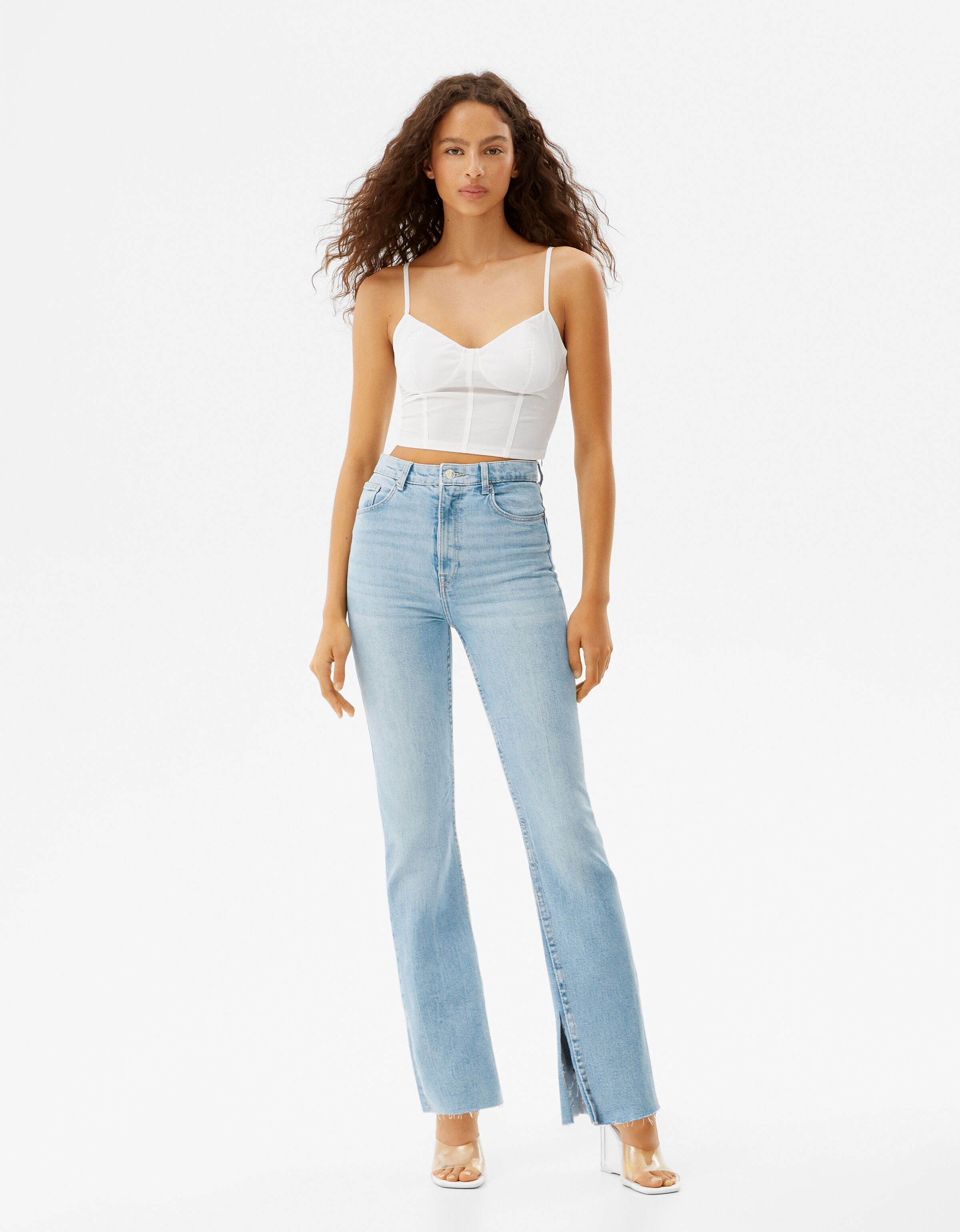 Straight fit comfort jeans with side 