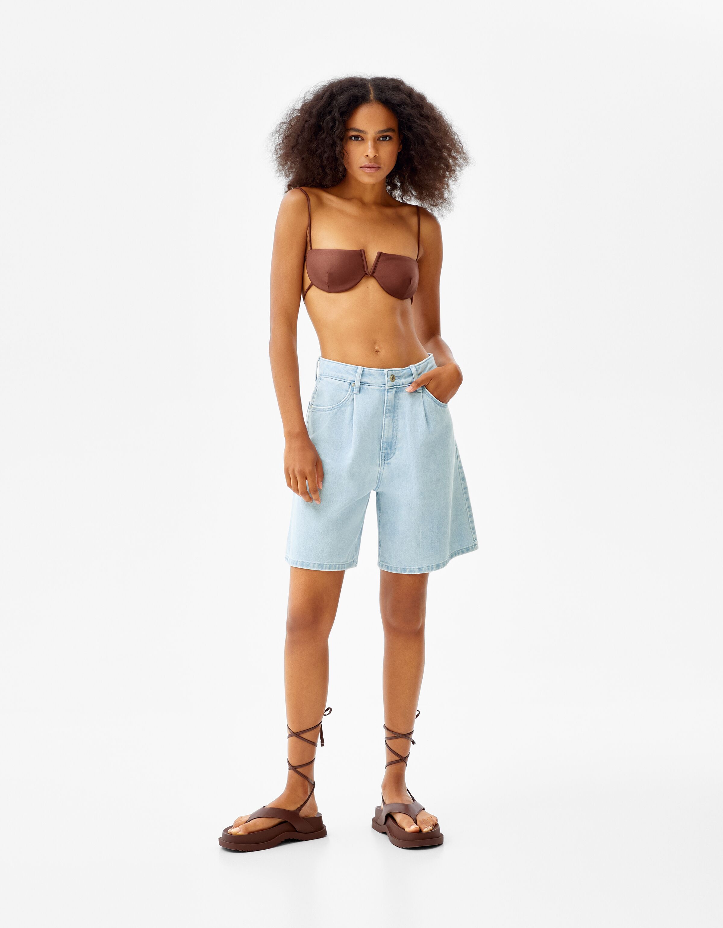 Long denim Bermuda shorts - Denim 