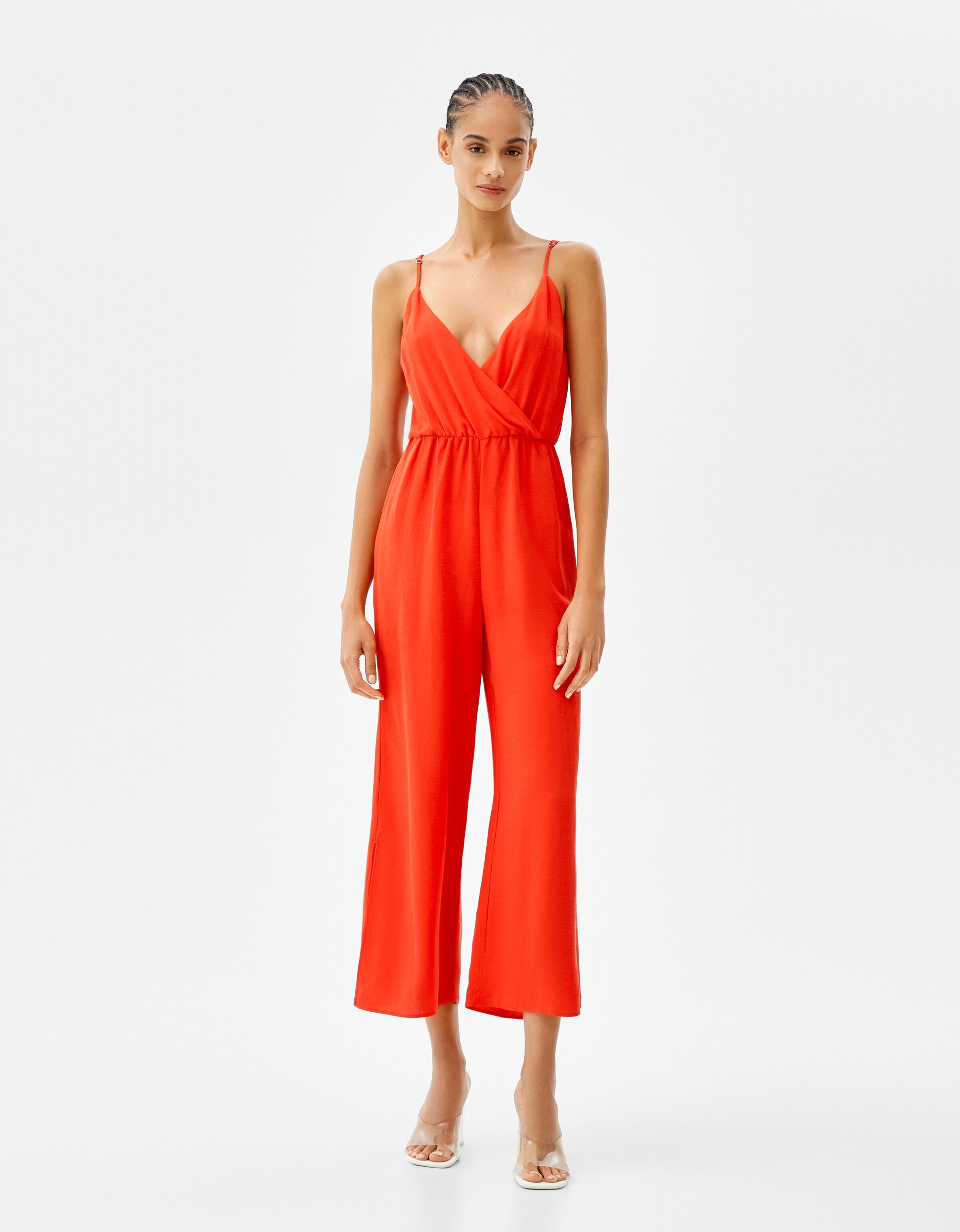 Linen blend culotte jumpsuit with a 