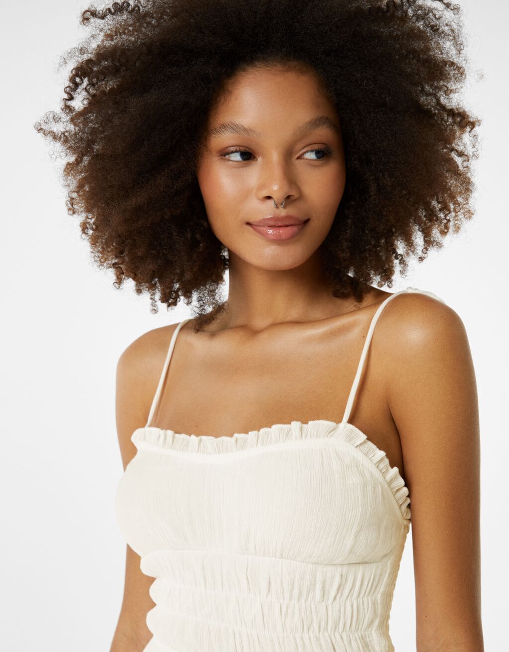 Strappy romper with gathered crepe detail - Woman | Bershka