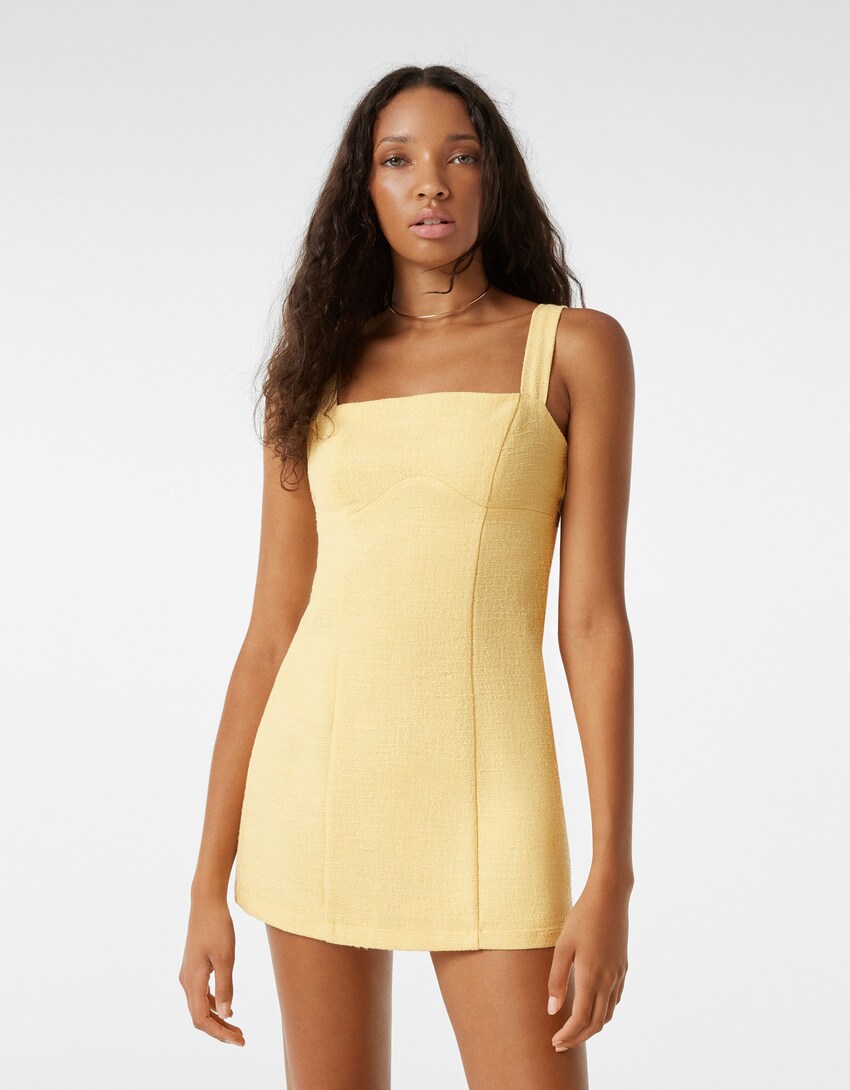 Mono tirante ancho ajustado estructura - Vestidos - Mujer | Bershka Mono tirante ancho ajustado estructura - Vestidos - Mujer | Bershka