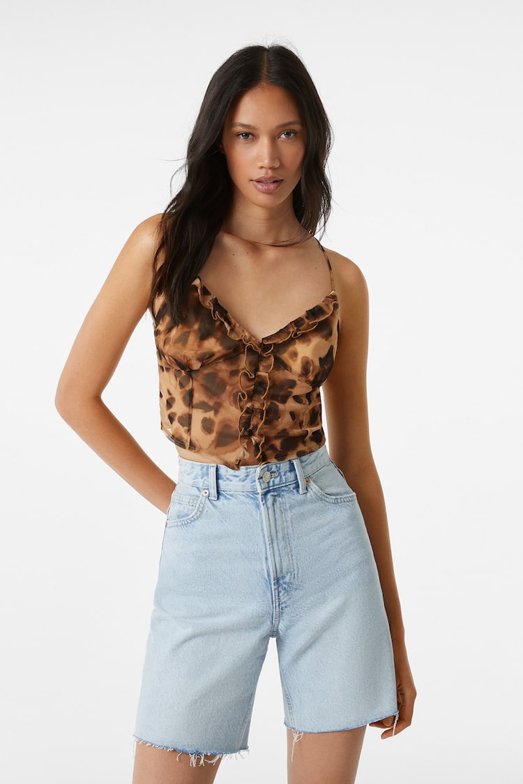 Leopard print strappy top