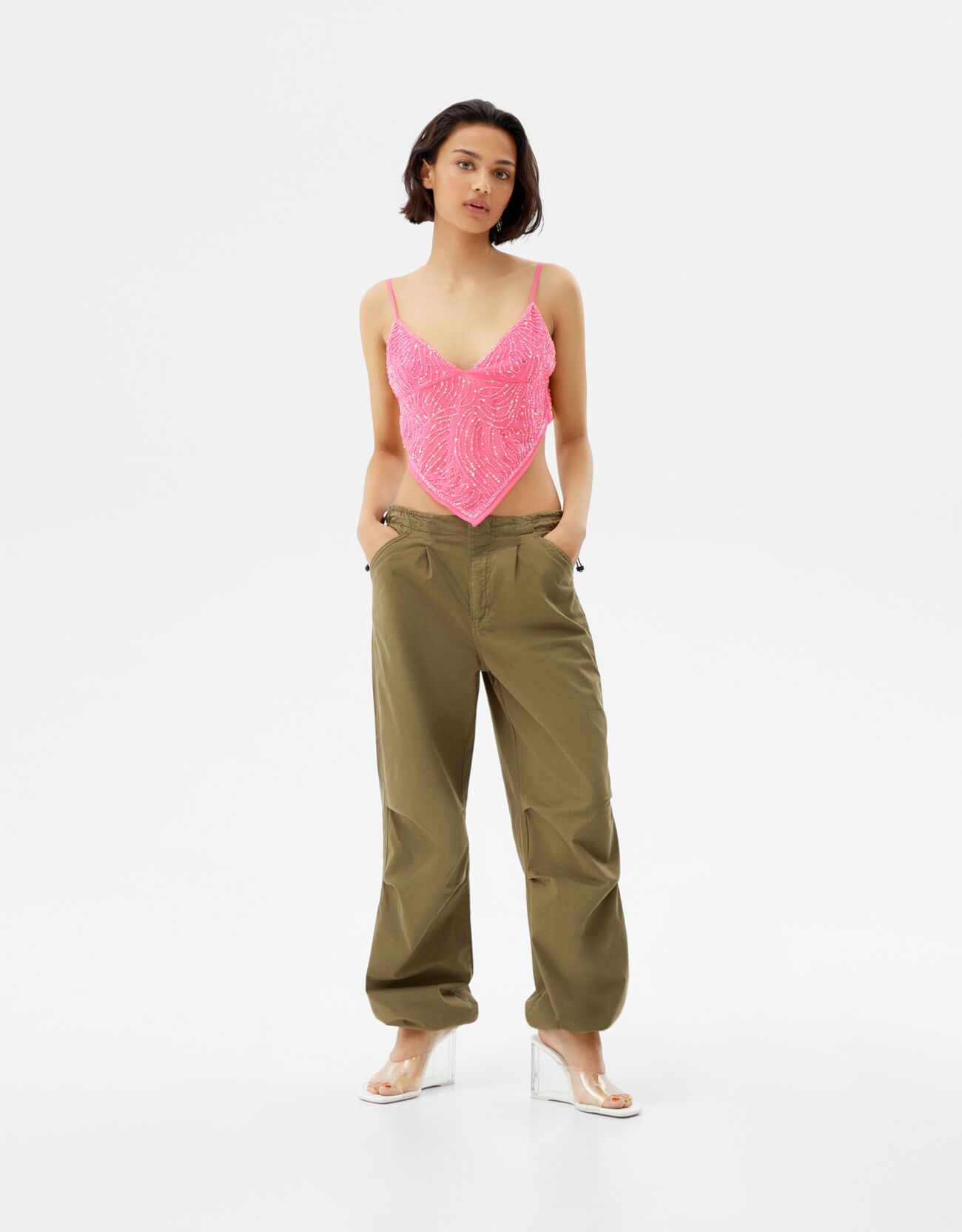 Beaded handkerchief top - Woman | Bershka