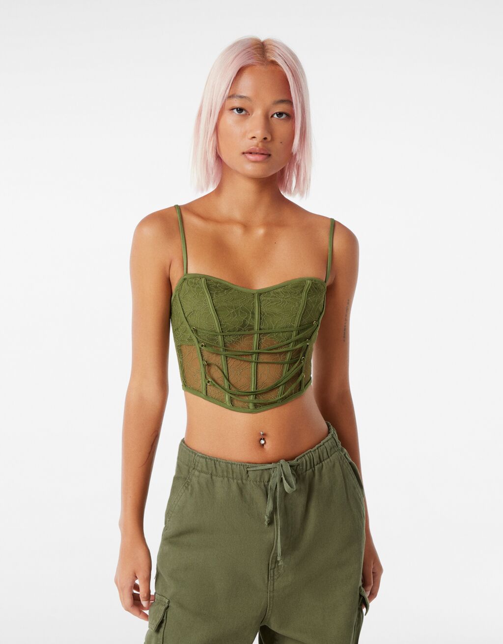 Strappy corset top with lace
