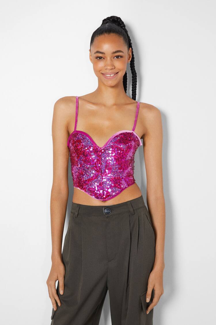 Sequinned strappy top