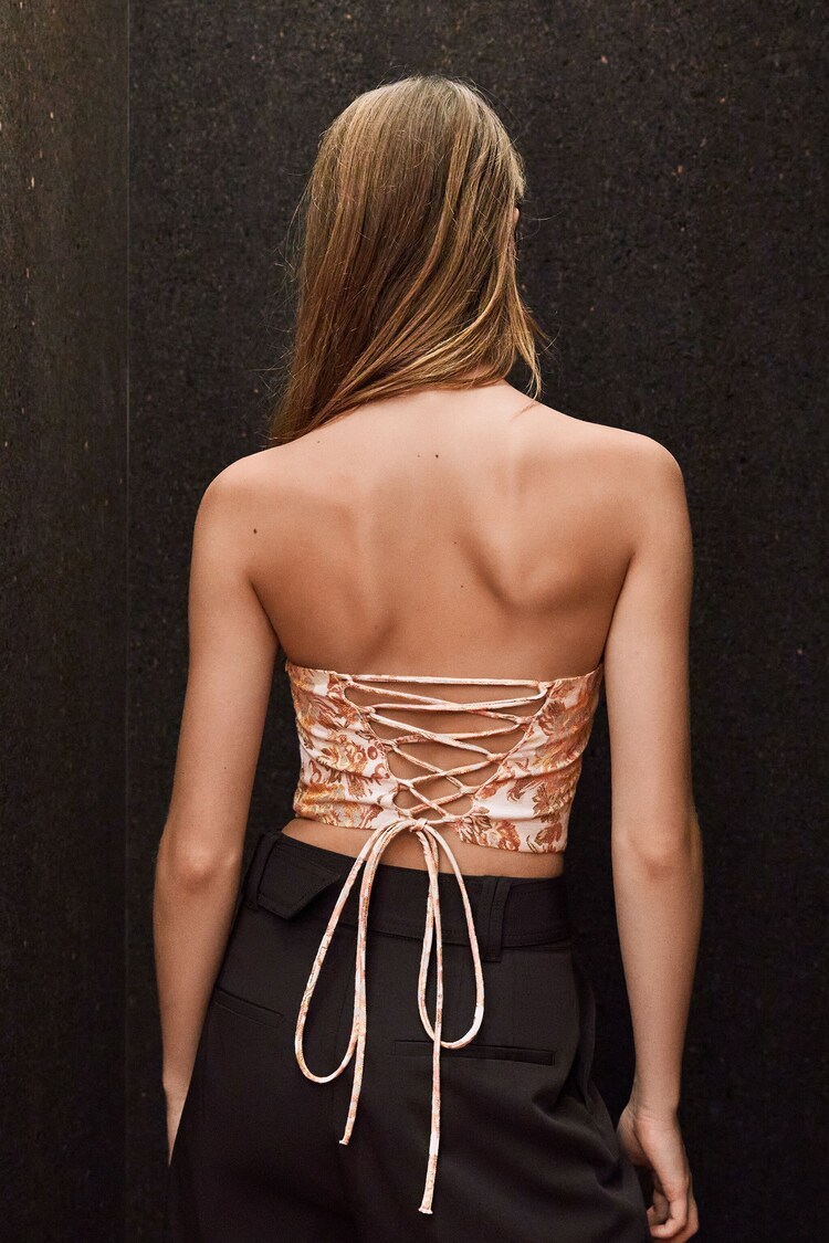 Printed textured corset top