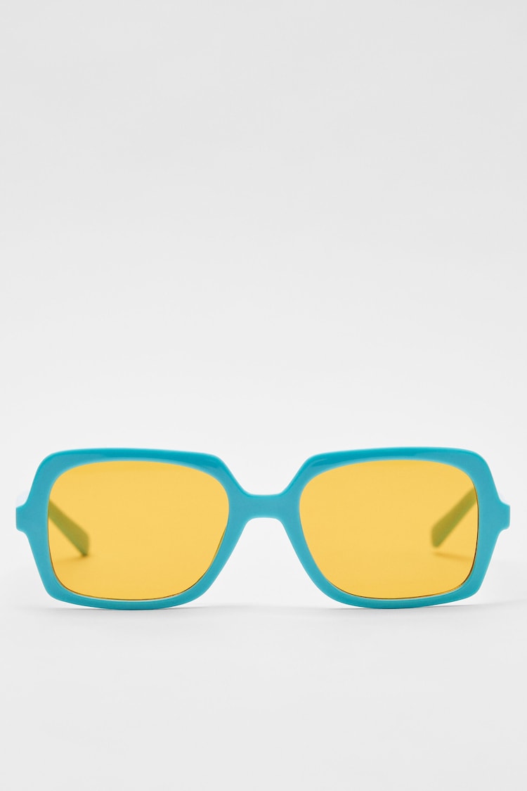 Retro stiliaus oranžiniai veidrodiniai akiniai nuo saulės