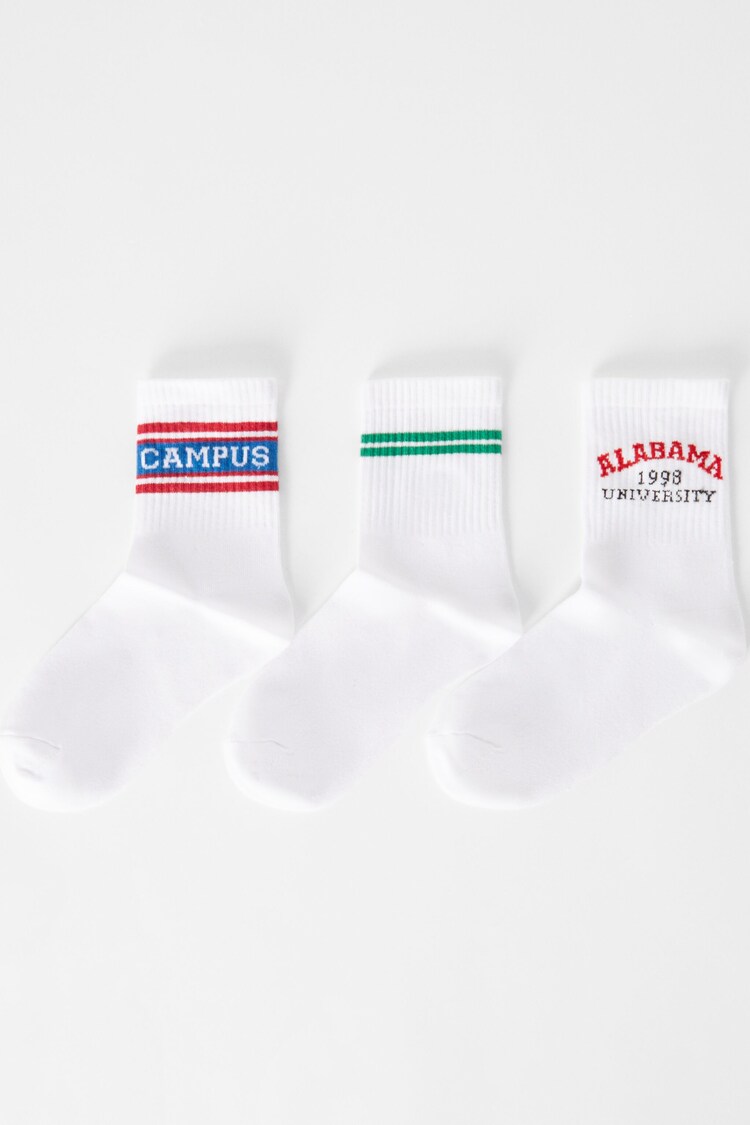 3’lü uzun kolej kampüs çorap paketi