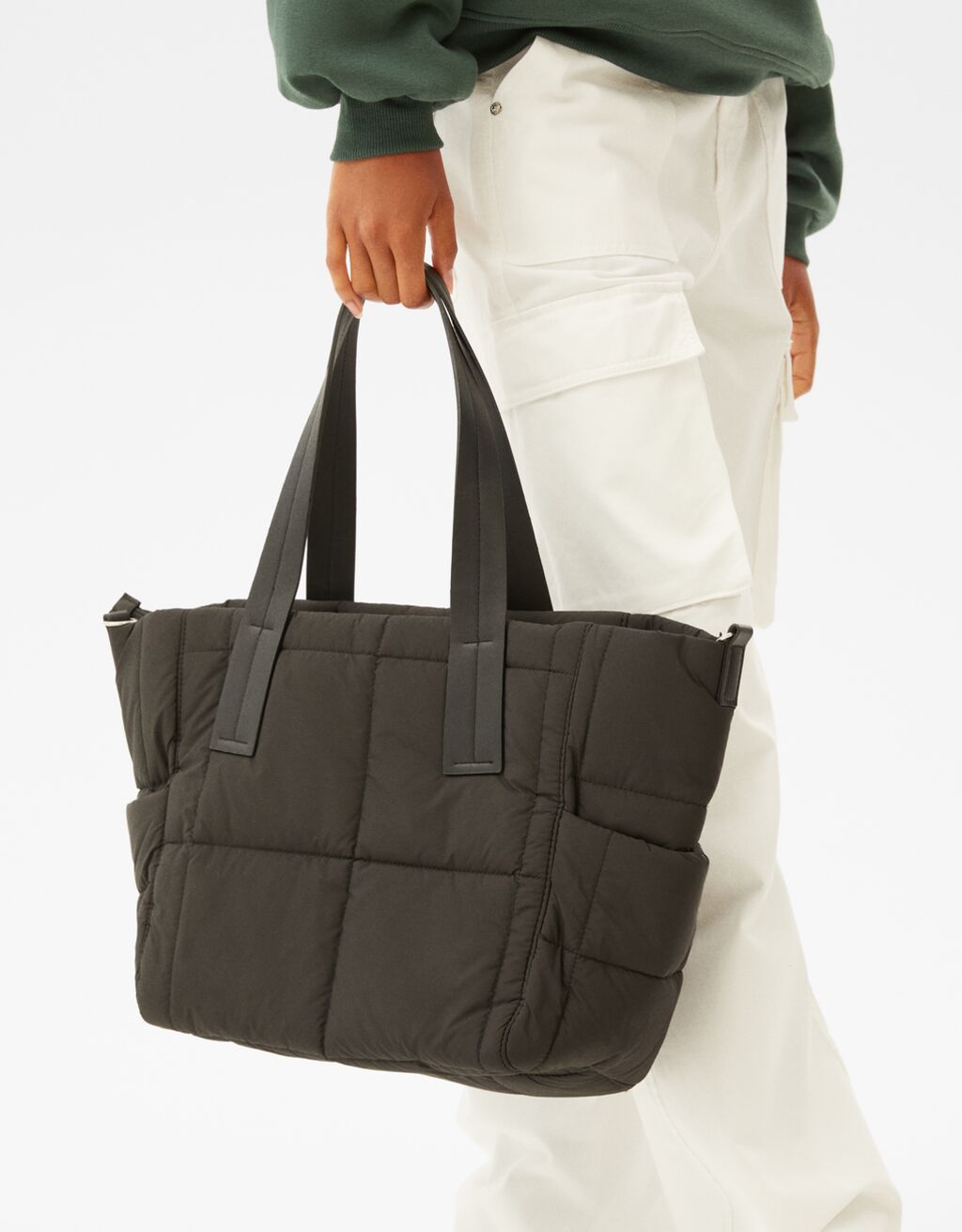 Τσάντα shopper basic με εφέ νάιλον