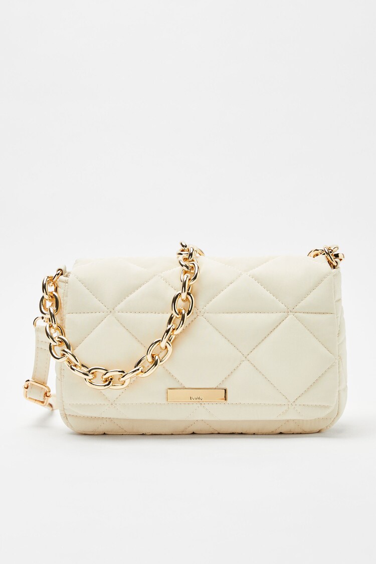Quilted nylon-effect bag with chunky chain