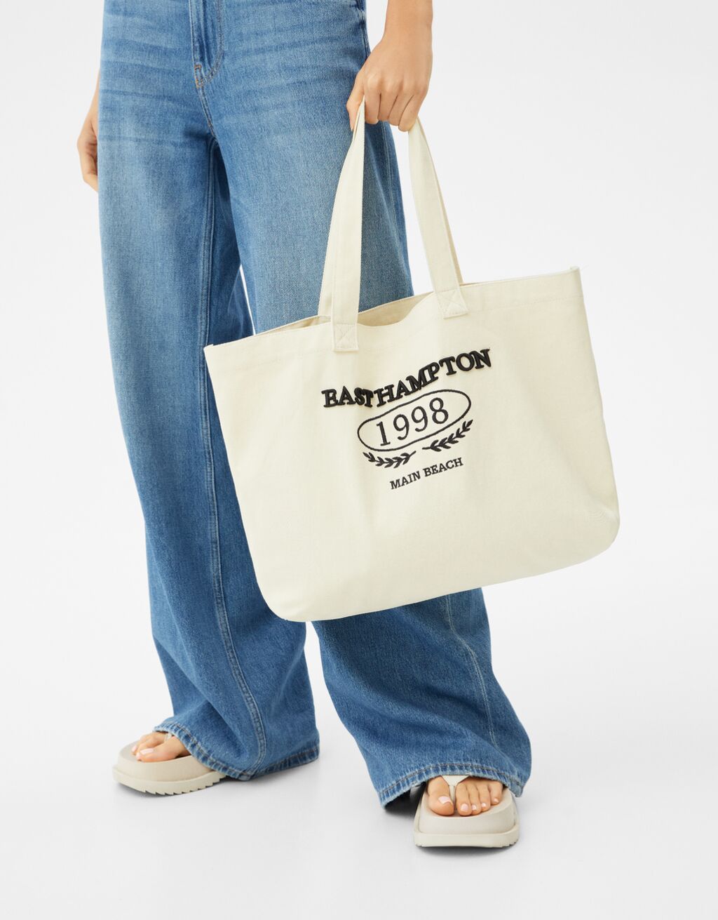 Υφασμάτινη τσάντα shopper με κέντημα