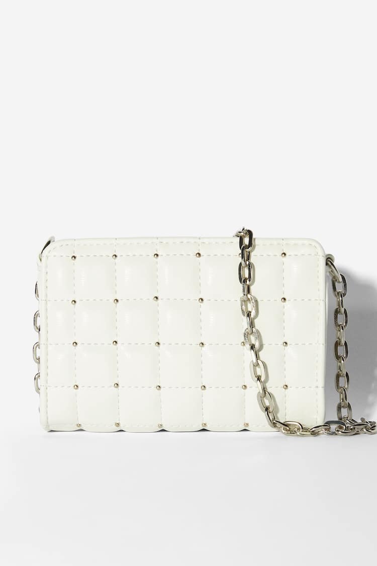 Quilted mini crossbody bag with studs