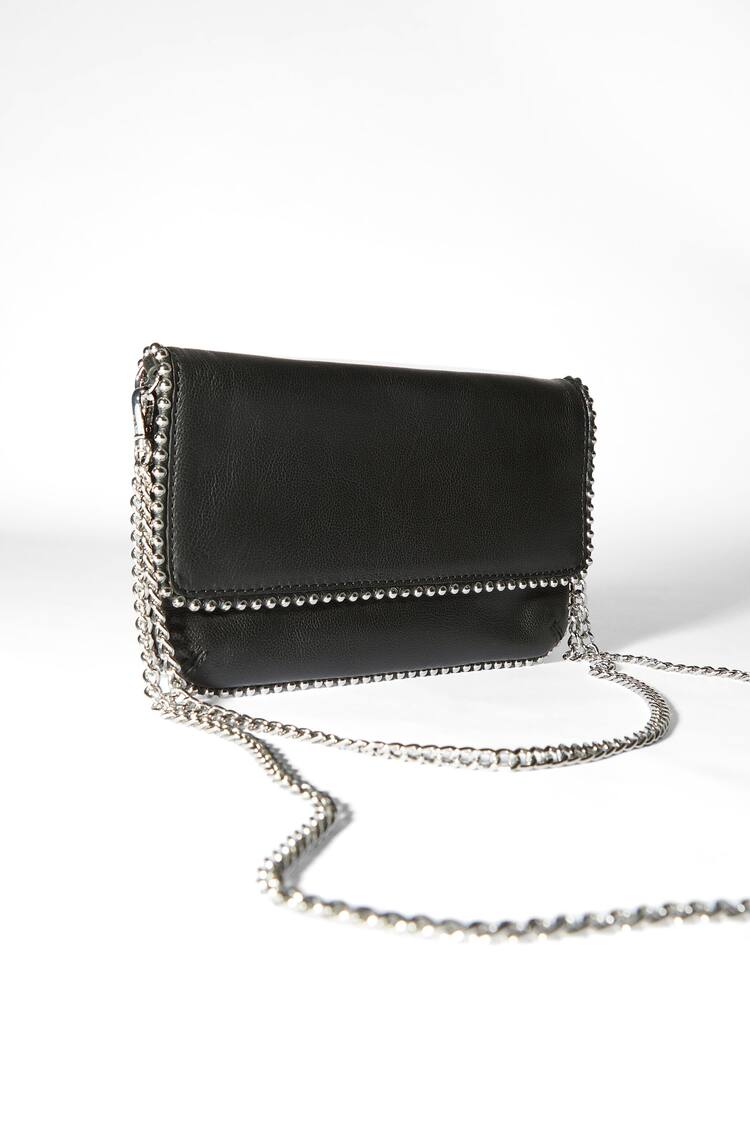 Leather handbag with beading