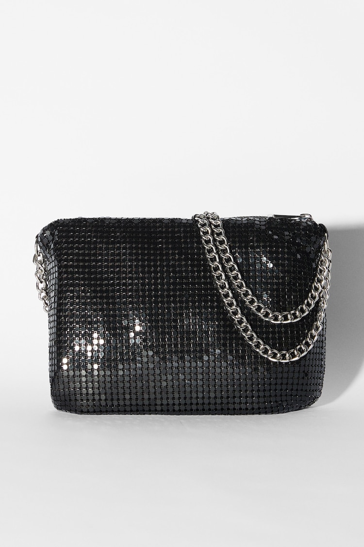 Sparkly mesh bag with handle