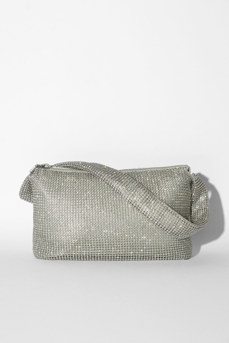 Rhinestone bag with handle and ring detail