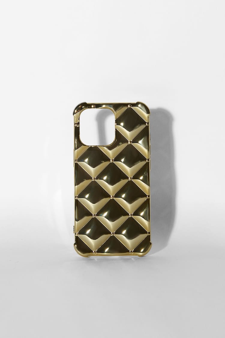 Golden quilted mobile phone case
