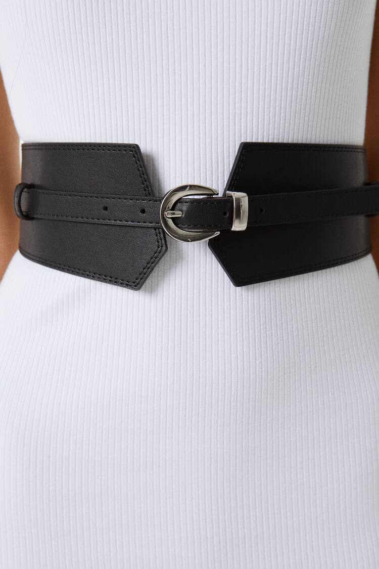 Faux leather sash belt