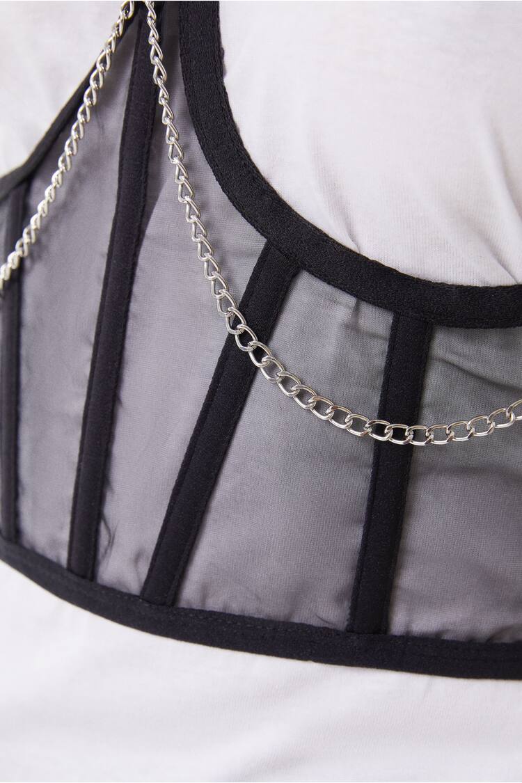 Organza corset top with chain
