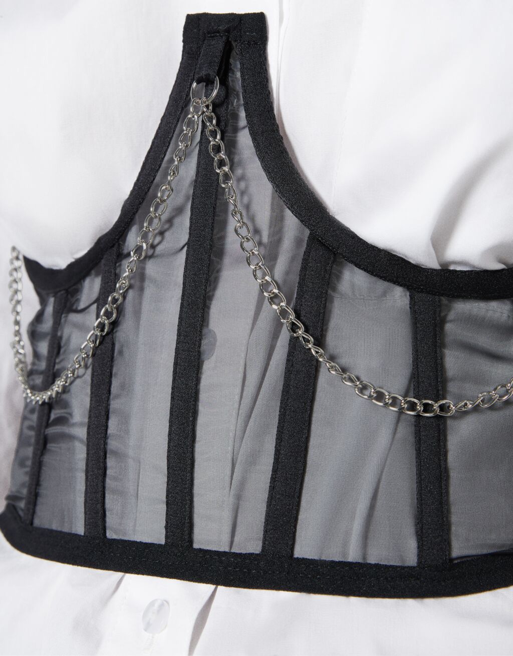 Organza corset top with chain