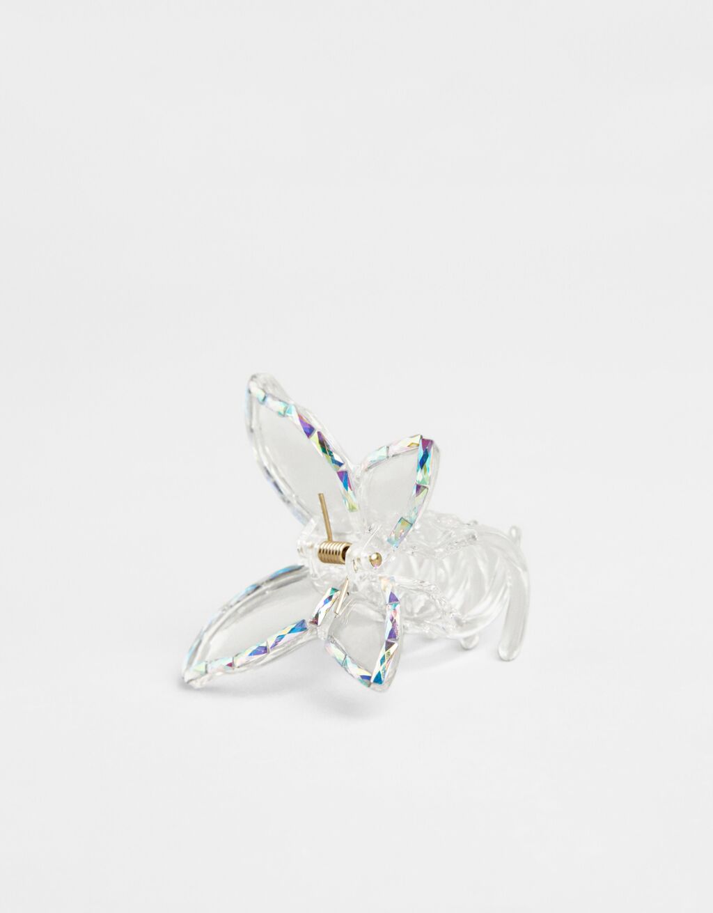 Transparent rhinestone butterfly hair clip
