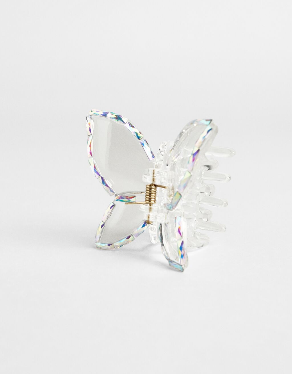 Transparent bejeweled butterfly hair clip
