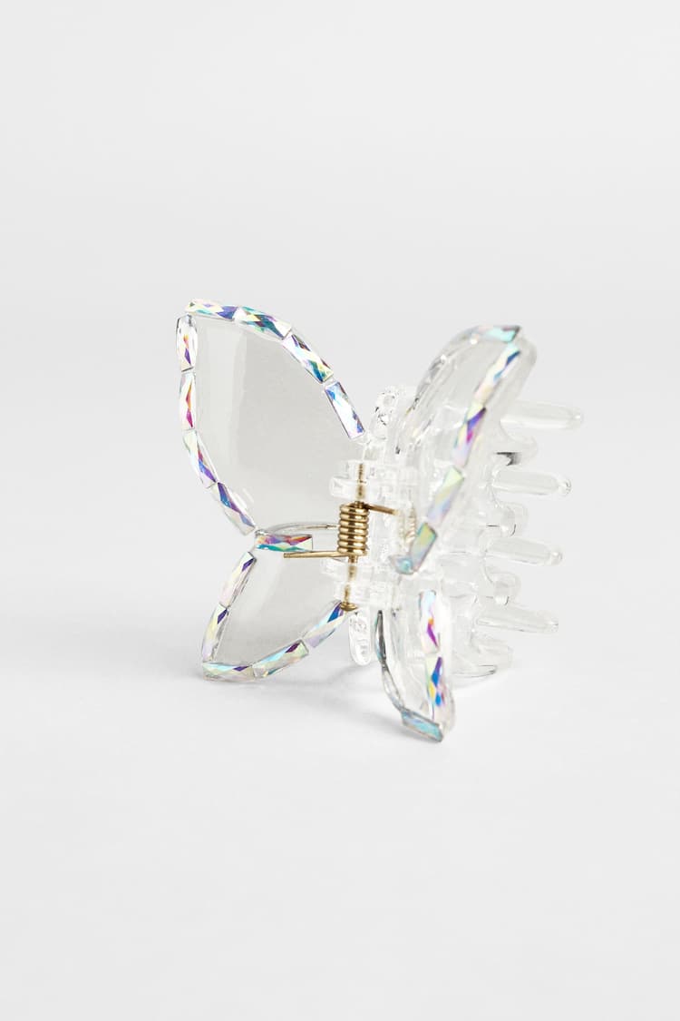 Transparente Haarklammer in Schmetterlingsform mit Strass