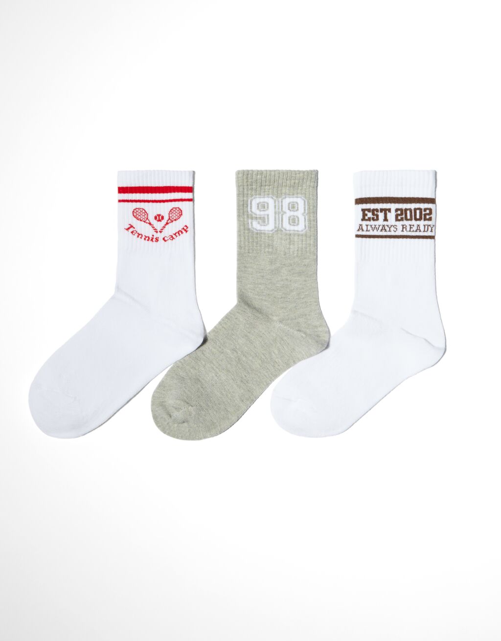 Комплект от 3 чифта чорапи с щампа в колежански стил