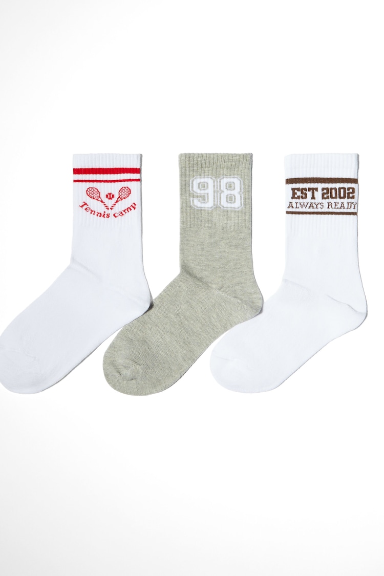Set of 3 varsity print socks