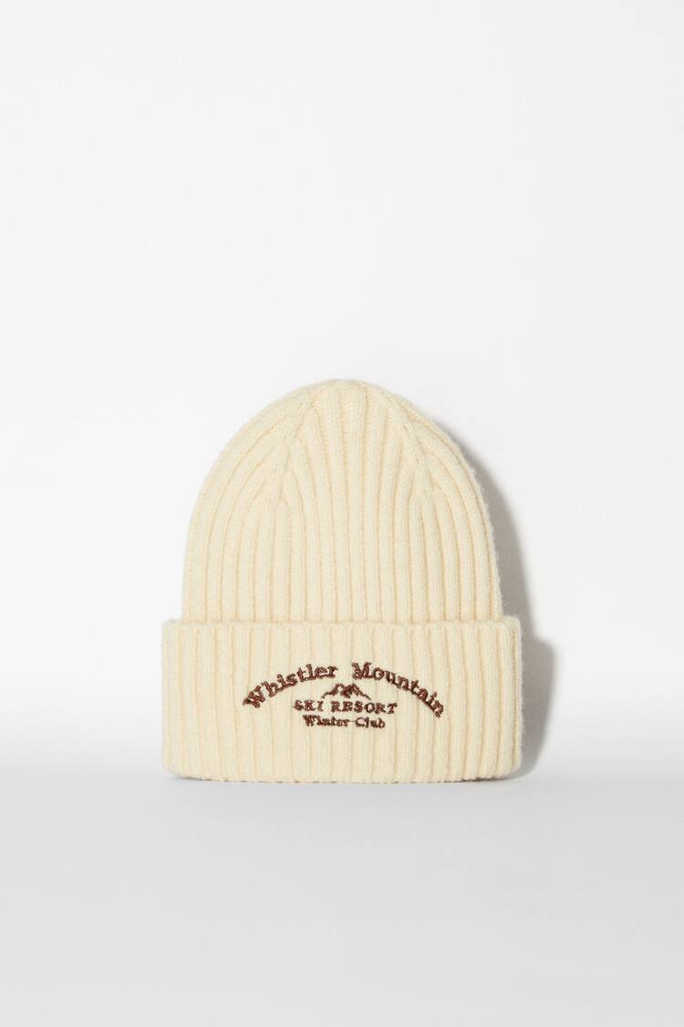 Embroidered ribbed beanie