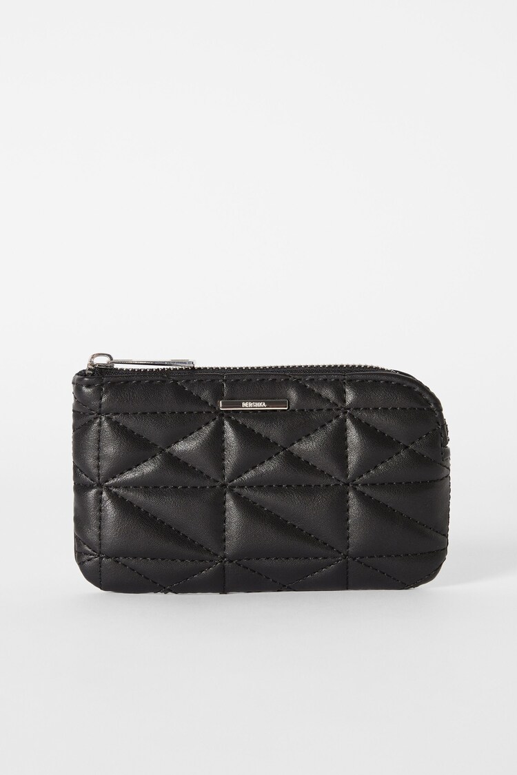 Quilted faux leather card holder