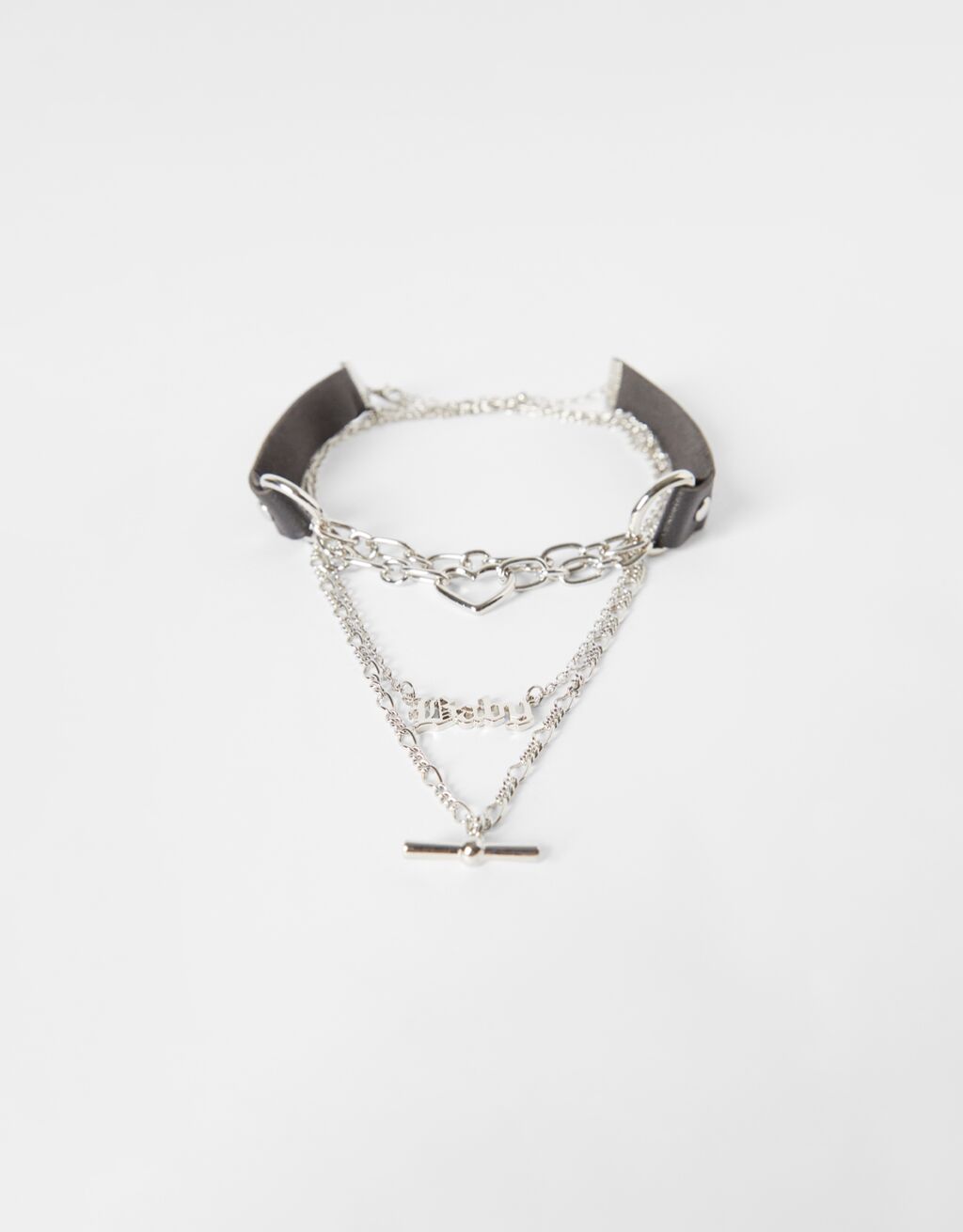 3er-Set Choker-Halsketten mit Herz-Anhänger