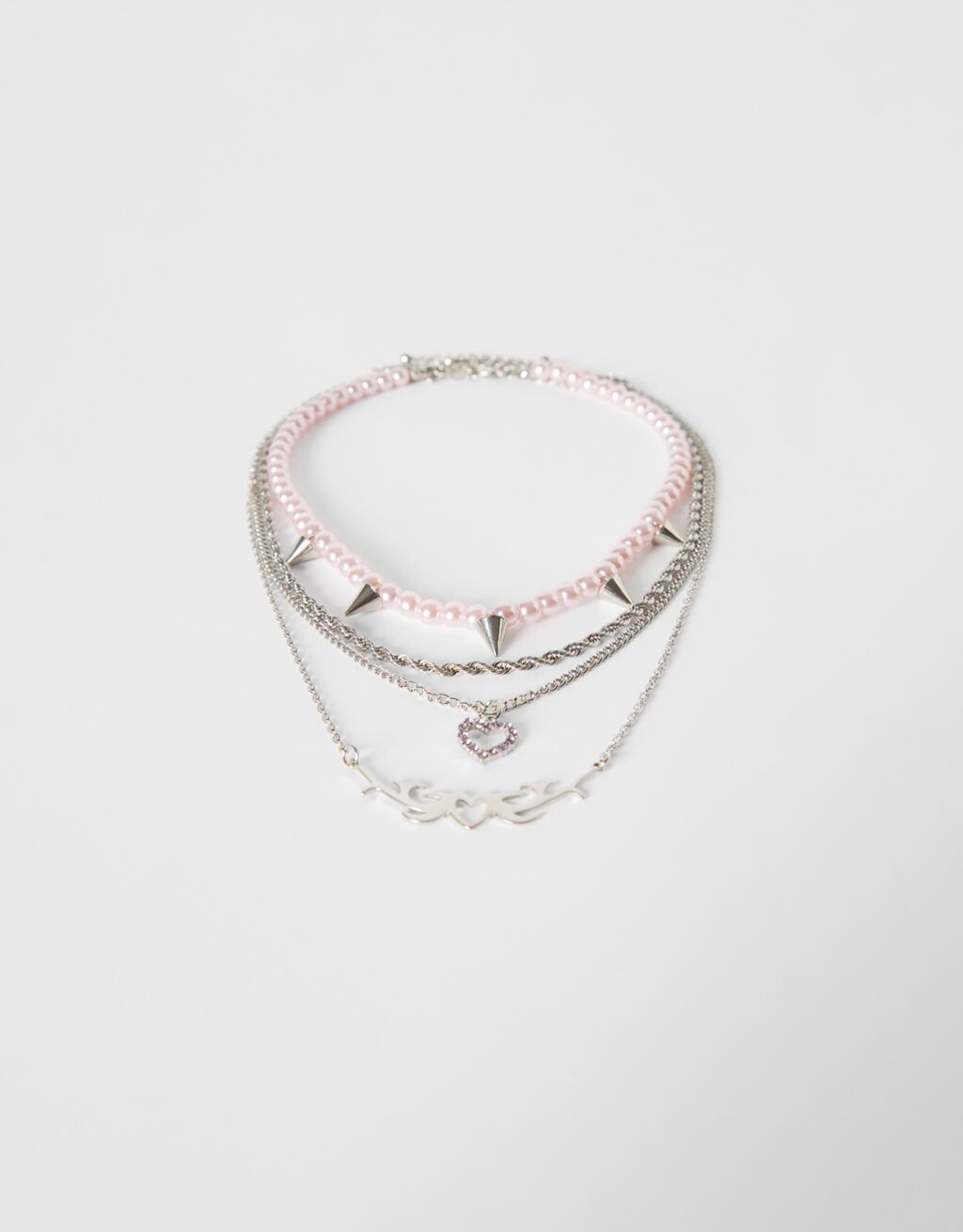 4er-Set Halsketten mit Kunstperlen