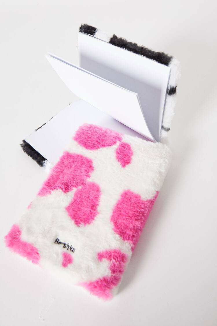 Pack of 2 cow faux fur notebooks