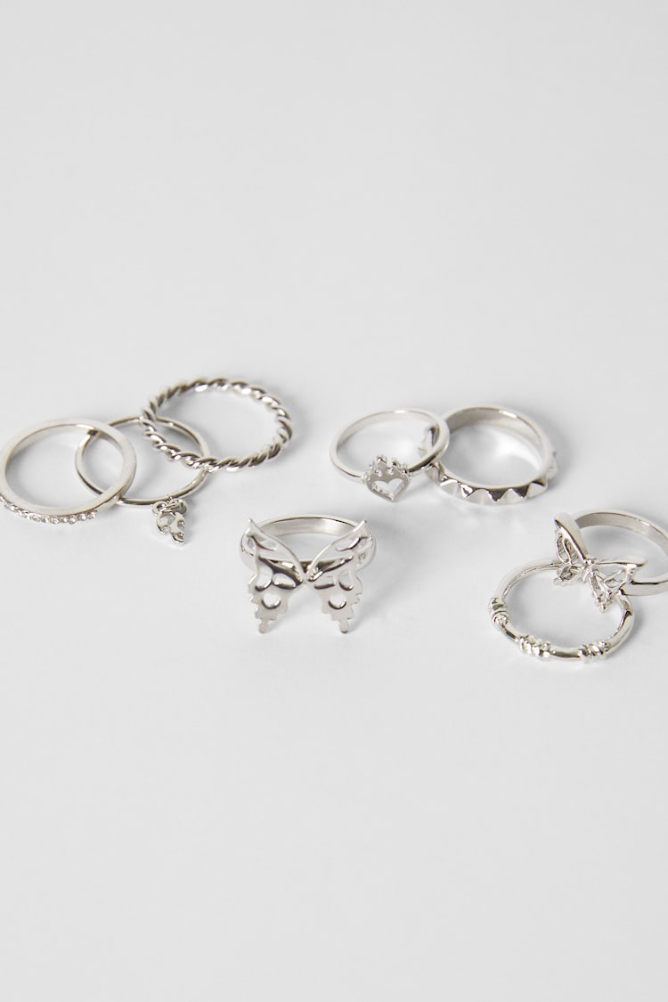 Set of 8 butterfly rings