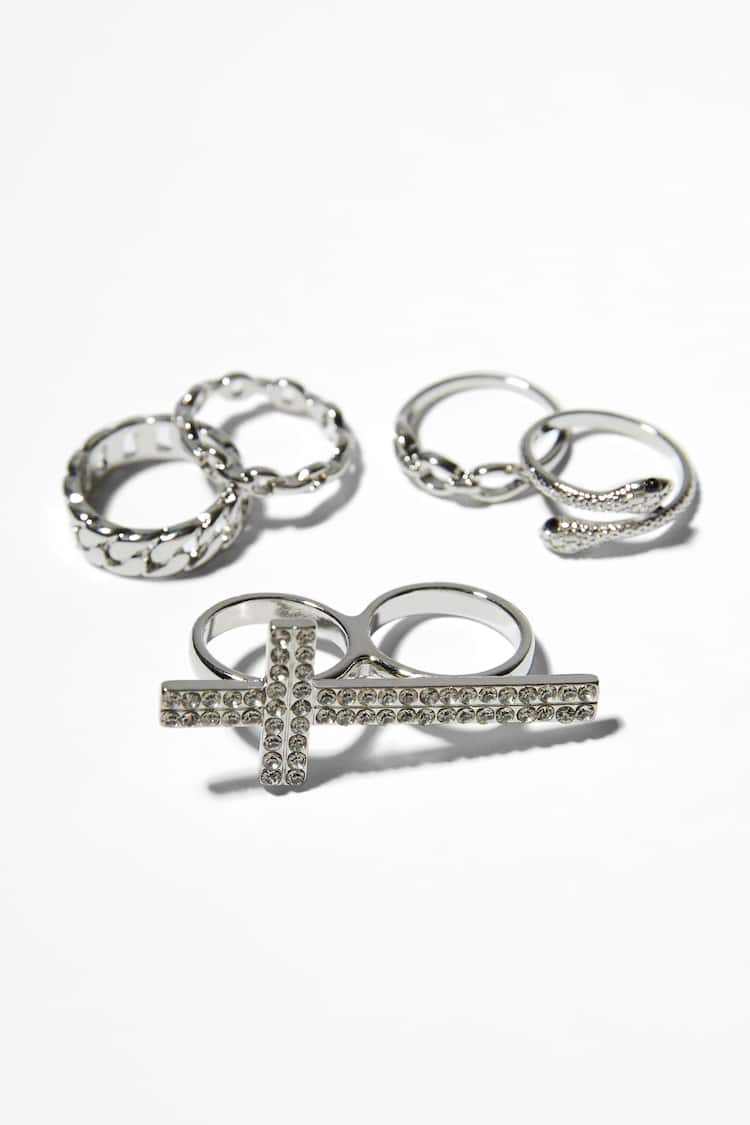 Set of 5 maxi cross rings