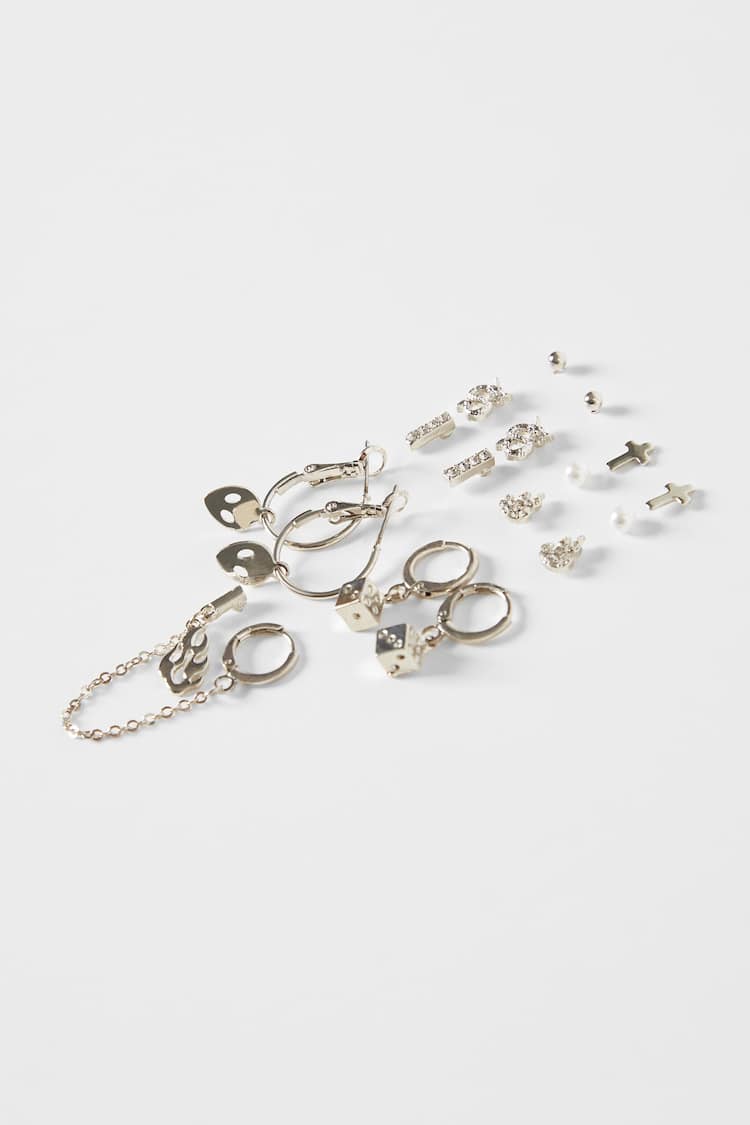 Set of 9 cross earrings
