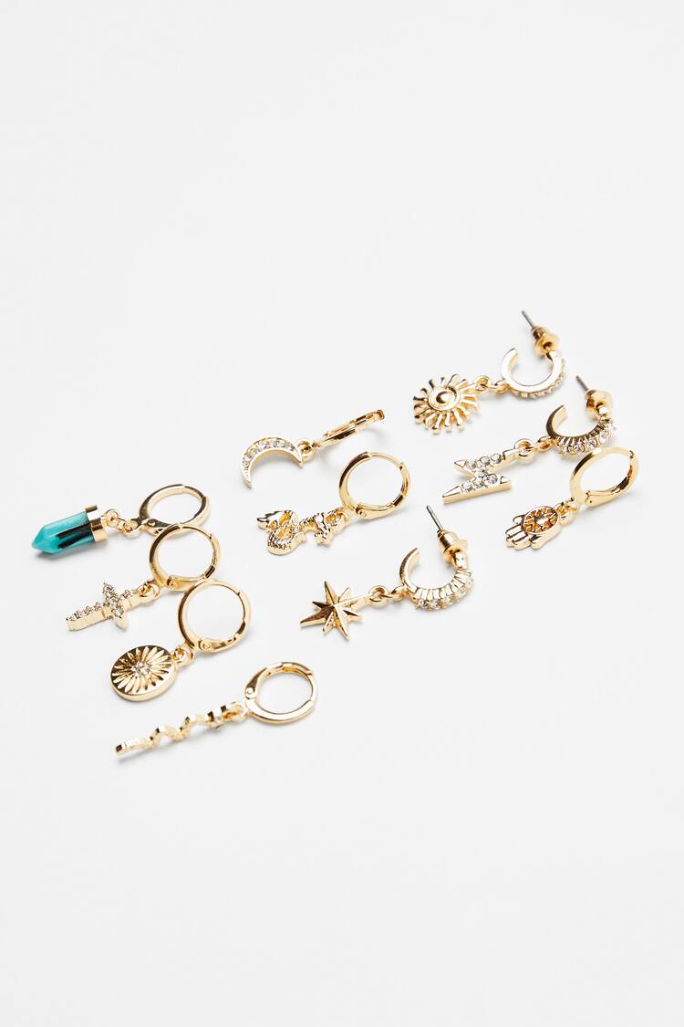 Set berisi 10 anting-anting earcuff liontin astral
