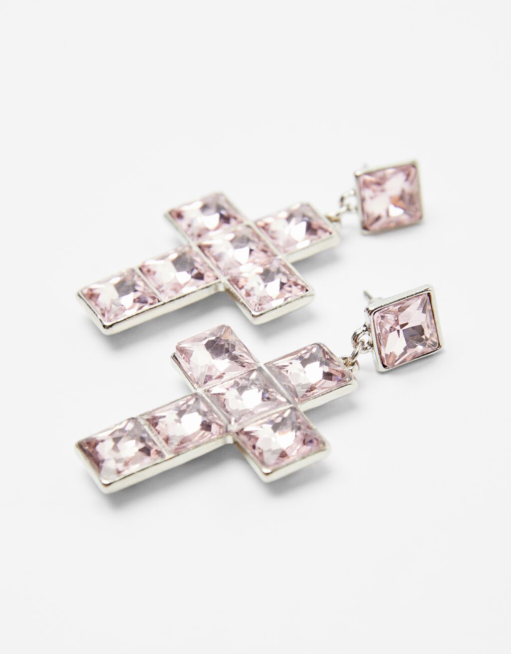 Bejeweled cross earrings