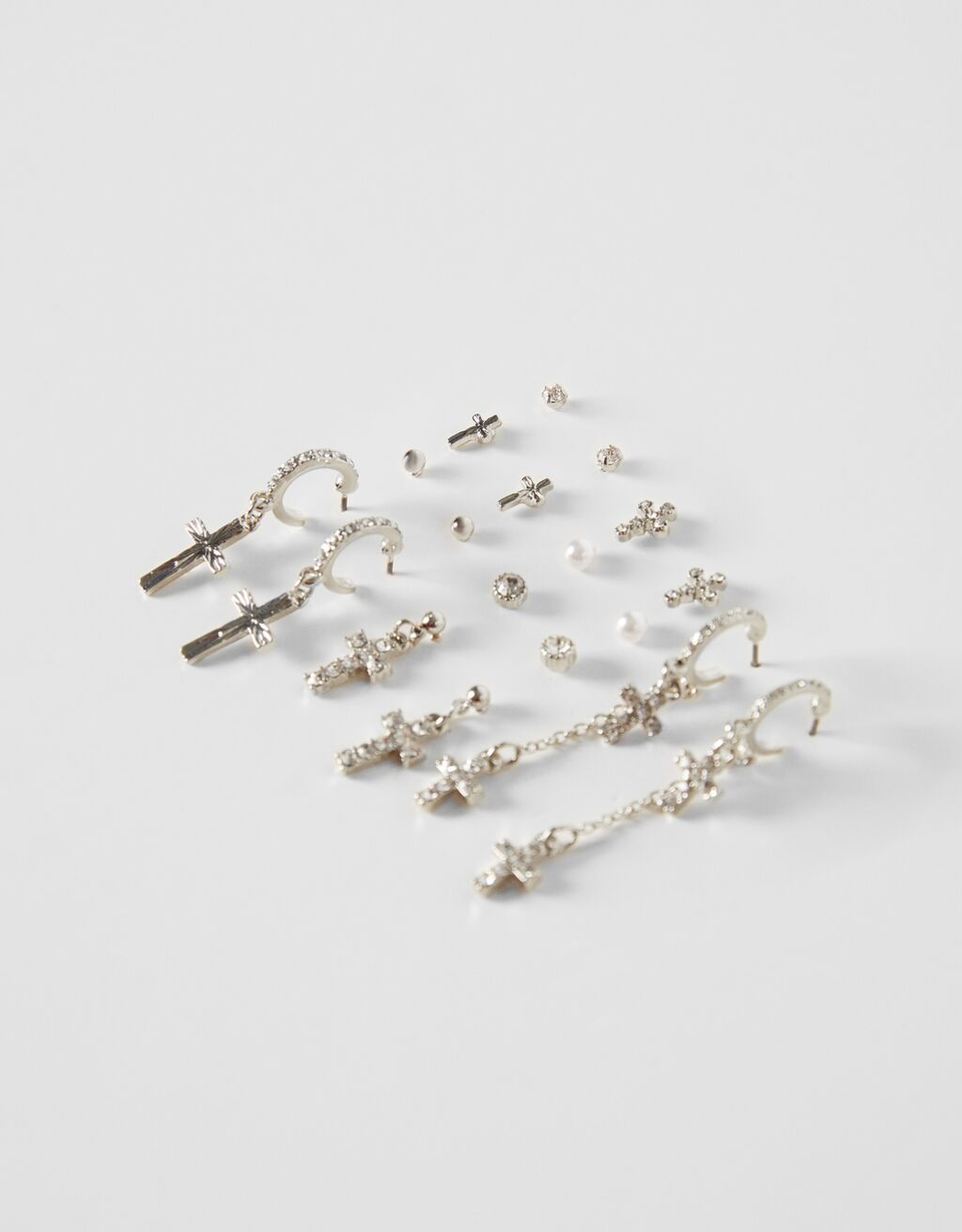 Set of 9 pairs of cross earrings