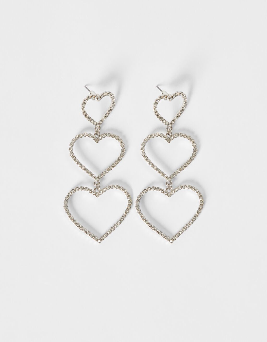 Rhinestone heart cascade earrings