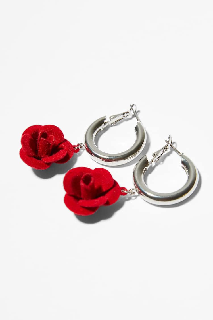 Серьги-кольца с подвеской «Цветок»