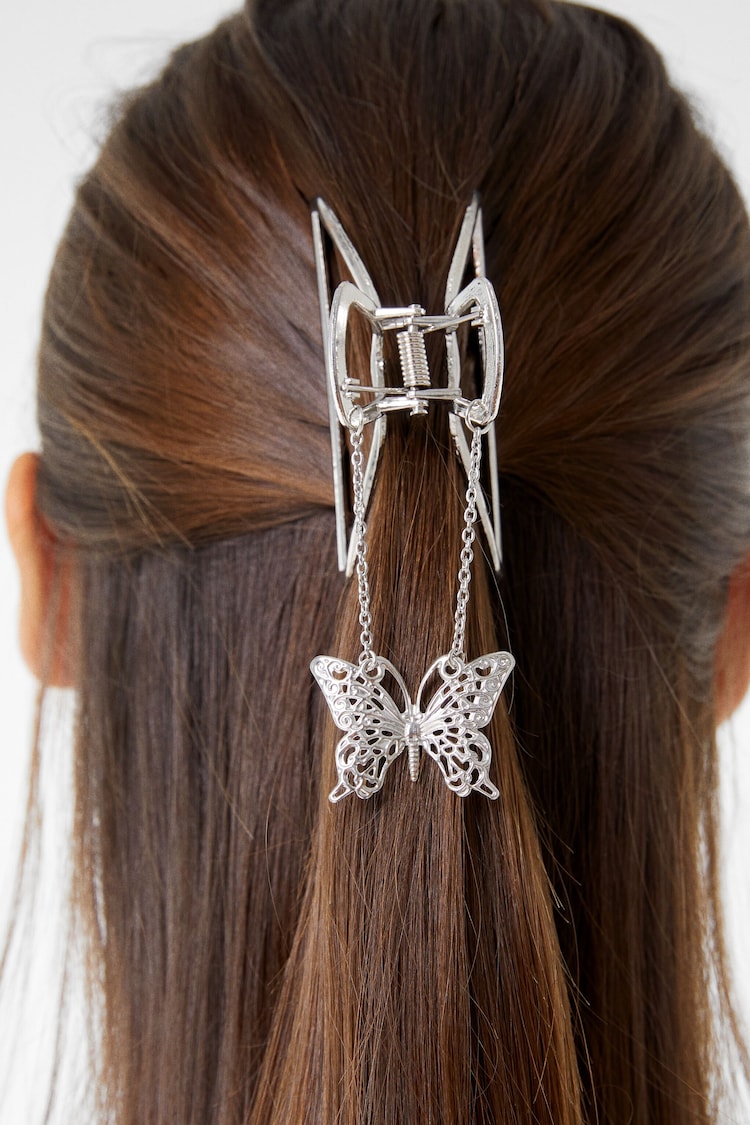 Metal butterfly charm hair clip