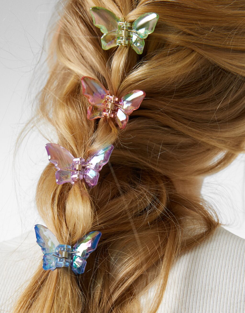 Set of 4 coloured butterfly hair clips