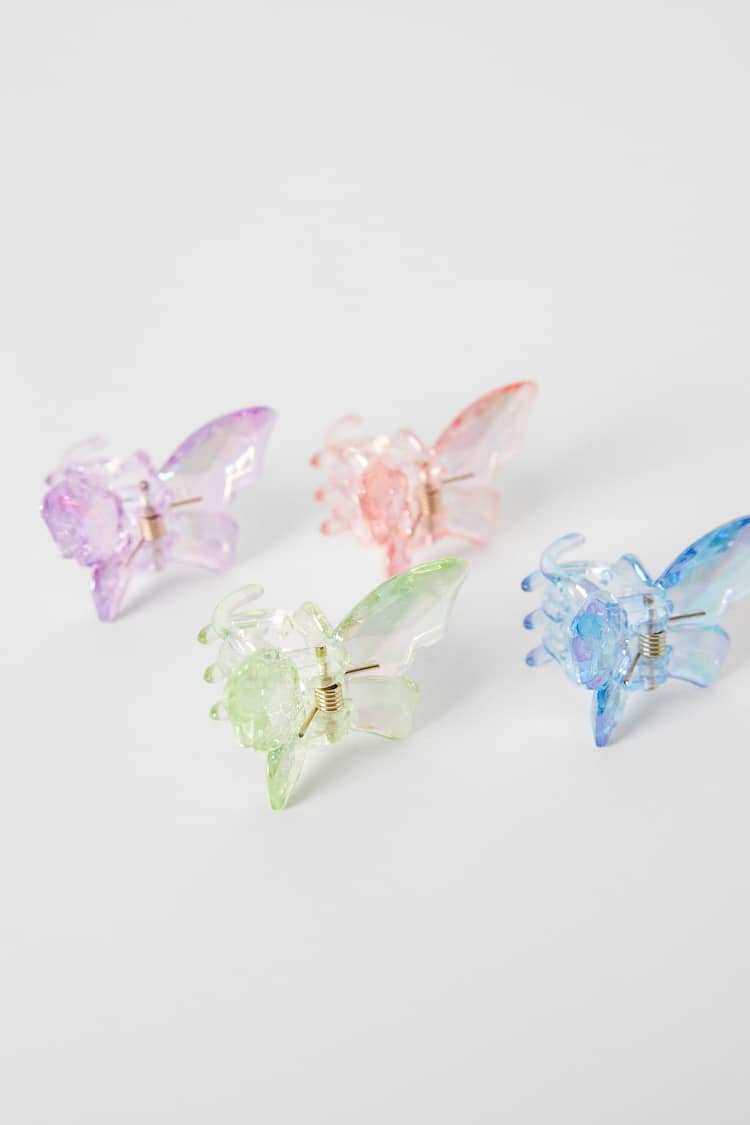 Set of 4 coloured butterfly hair clips