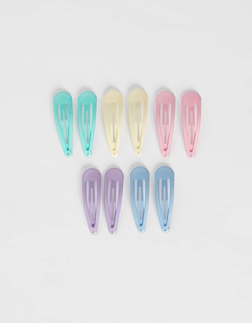 Pack of 10 coloured hair clips - Woman | Bershka